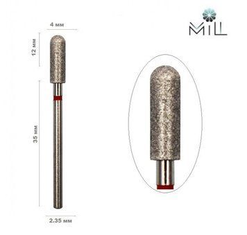 Насадка алмазна Циліндр закруглений 4х12 мм червона Mill 1861150924 фото