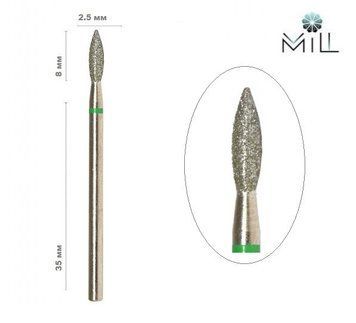 Насадка алмазна полум'я 2.5 мм зелена Mill 1851664142 фото