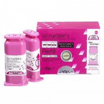 FujiCEM 2 SlideLock фиксирующий стеклоиономерный цемент 2 картриджа х 13.3 г 1947219613 фото