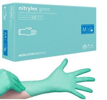 Перчатки нитриловые неопудренные Nitrylex green 50 пар Зеленые S 2816338095 фото