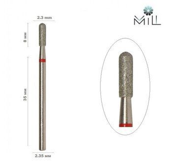 Насадка алмазная Цилиндр закругленный 2.3 мм красная Mill 1866007270 фото