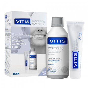 Набор Vitis Whitening ополаскиватель 500 мл зубная паста 100 мл 1962692111 фото