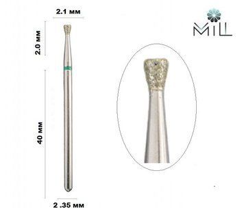 Насадка алмазная Обратный конус 2.1 мм зеленая Mill 1841360431 фото