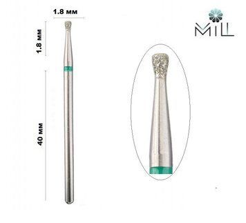 Насадка алмазная Обратный конус 1.8 мм зеленая Mill 1841360432 фото