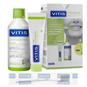 Набір Vitis Orthodontic ополіскувач 500 мл, зубна паста 100 мл. + щітка в подарунок 1848820063 фото
