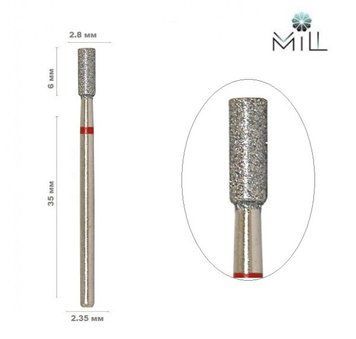 Насадка алмазна Циліндр 2.8 мм червона Mill 1860250900 фото