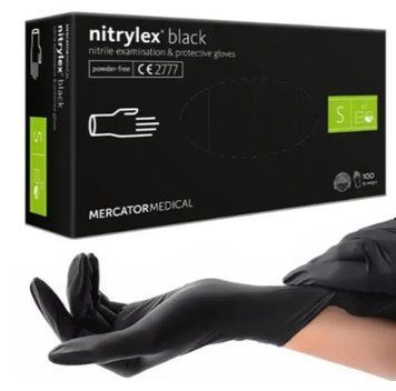 Перчатки нитриловые неопудренные Nitrylex black 50 пар Черные S 2789803881 фото